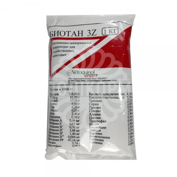 Премікс Біотан 3Z вітамінно-мінеральна добавка 1кг Біовет