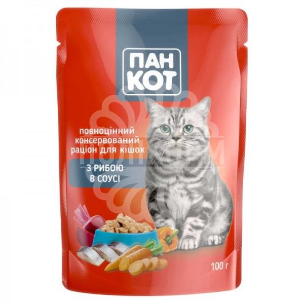 Пан Кот - консерви з рибою в соусі для кішок